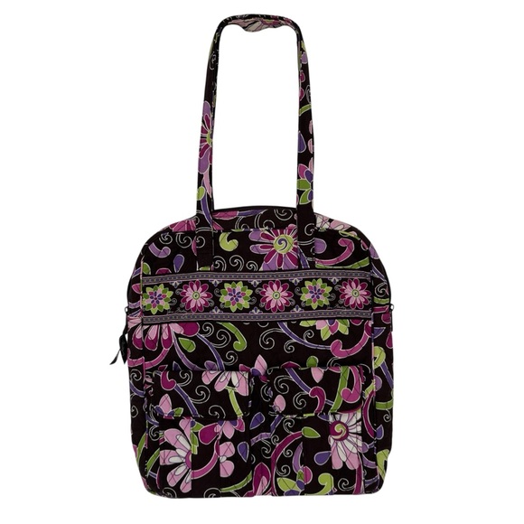 Vera Bradley Retired Purple Punch Shoulder Tote Bag Purse Zip Closure EC - Picture 1 of 11